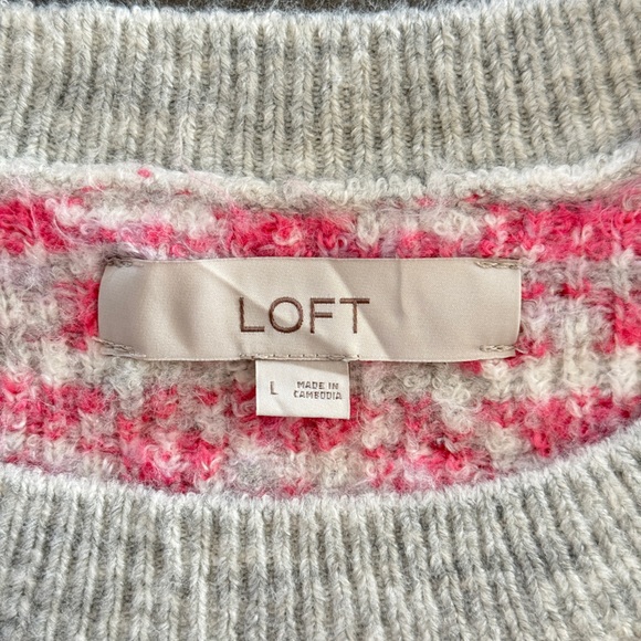 Ann Taylor LOFT Heart Sweater Long Blouson Sleeve Round Neck Comfy Cozy Top - Picture 6 of 13